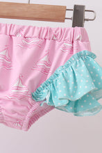 Pink sailboat print ruffle rashguard set - ARIA KIDS