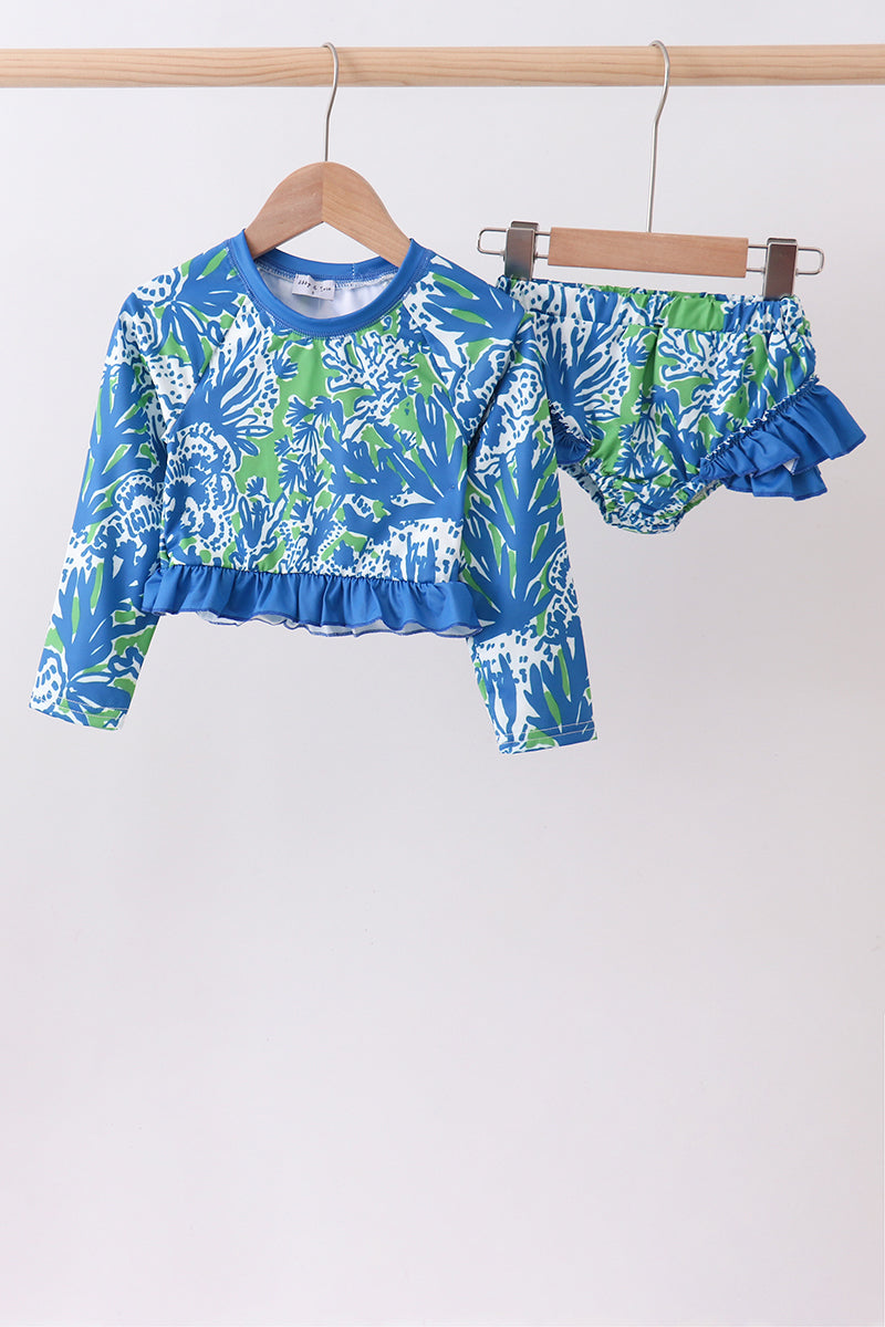 Ocean garden splash ruffle rashguard set - ARIA KIDS
