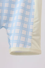 Blue crab applique plaid one-piece swimsuit - ARIA KIDS