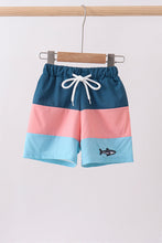 Colorblock fish embroidery swim trunks - ARIA KIDS