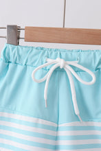 Blue stripe sailboat embroidery swim trunks - ARIA KIDS