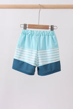 Blue stripe sailboat embroidery swim trunks - ARIA KIDS