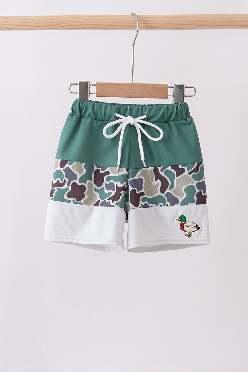 Camouflage duck embroidery swim trunks - ARIA KIDS