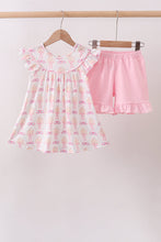 Pink bow castle ruffle shorts set - ARIA KIDS