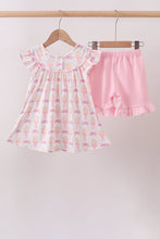Pink bow castle ruffle shorts set - ARIA KIDS