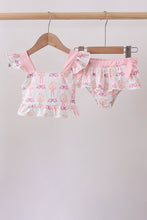 Pink bow castle ruffle 2pc swimsuit - ARIA KIDS