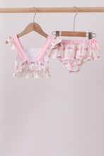 Pink bow castle ruffle 2pc swimsuit - ARIA KIDS