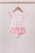 Pink bow castle ruffle one-piece swimsuit - ARIA KIDS
