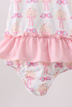 Pink bow castle ruffle one-piece swimsuit - ARIA KIDS
