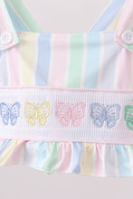 Rainbow stripe butterfly smocked ruffle 2pc swimsuit - ARIA KIDS