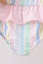 Rainbow stripe butterfly smocked ruffle 2pc swimsuit - ARIA KIDS