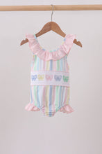 Rainbow stripe butterfly smocked ruffle one-piece swimsuit - ARIA KIDS