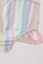 Rainbow stripe butterfly smocked ruffle one-piece swimsuit - ARIA KIDS