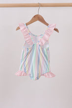 Rainbow stripe butterfly smocked ruffle one-piece swimsuit - ARIA KIDS