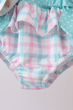 Green plaid horse applique 2pc swimsuit - ARIA KIDS