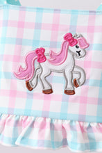 Green plaid horse applique 2pc swimsuit - ARIA KIDS