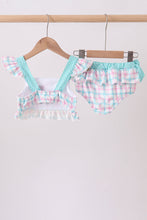 Green plaid horse applique 2pc swimsuit - ARIA KIDS
