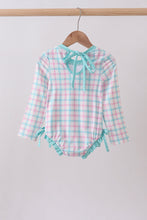 Green plaid horse applique rashguard - ARIA KIDS