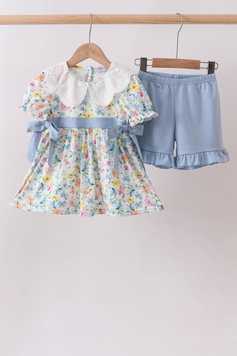 Blue Floral Lace Set - ARIA KIDS