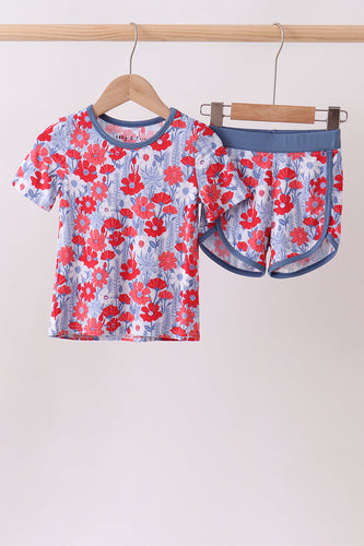Blue Floral Bamboo Set - ARIA KIDS