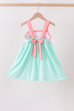 Green Marine Embroidered Jacquard Dress