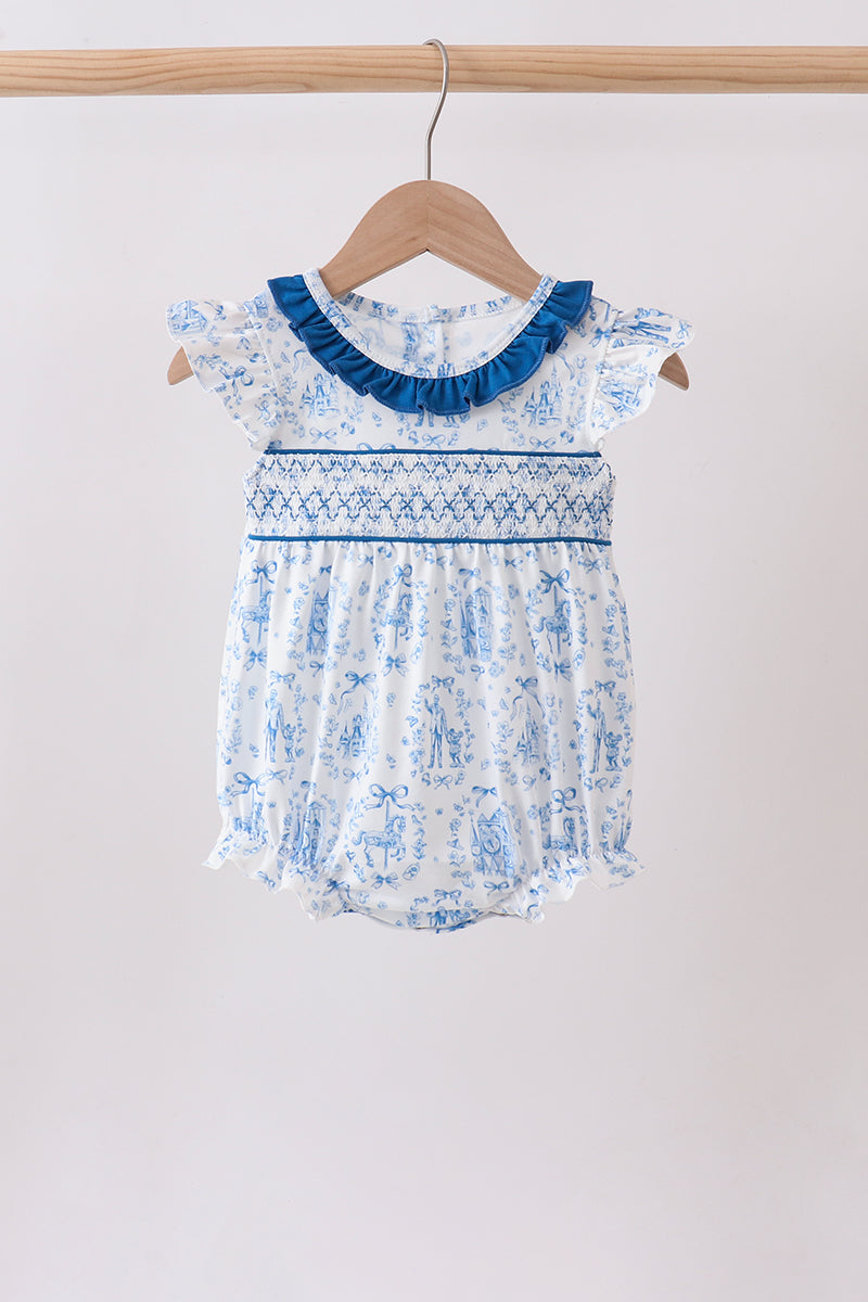 Blue Castle Smocked Ruffle Bubble - ARIA KIDS