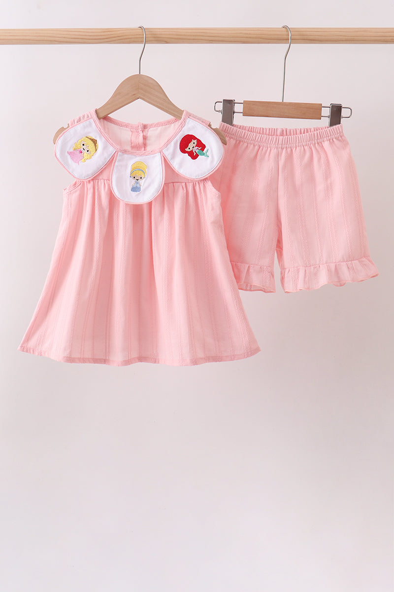 Pink Princess Embroidered Jacquard Set - ARIA KIDS