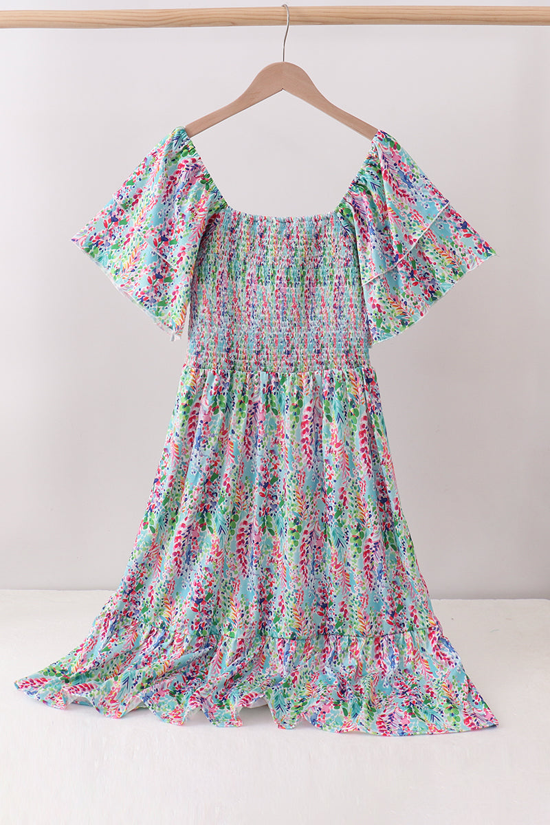 Mint Lilly Smocked Women Dress - ARIA KIDS