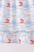 Blue Sailboat Smocked Dress