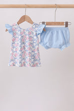 Blue Floral Bow Bloomer Set