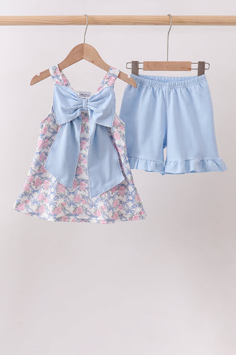 Blue Floral Bow Set - ARIA KIDS
