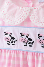 Pink Cow Plaid Embroidered Bloomer Set