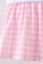 Pink Cow Plaid Embroidered Bloomer Set
