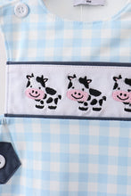 Blue Cow Plaid Embroidered Jon Jon