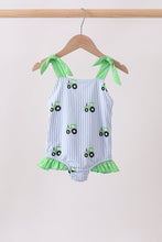 Blue Tractor Stripe UPF Swim One-Piece