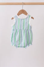 Green Stripe Smocked Bow Seersucker Bubble