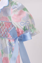 Blue Hydrangea Smocked Pearl Bubble