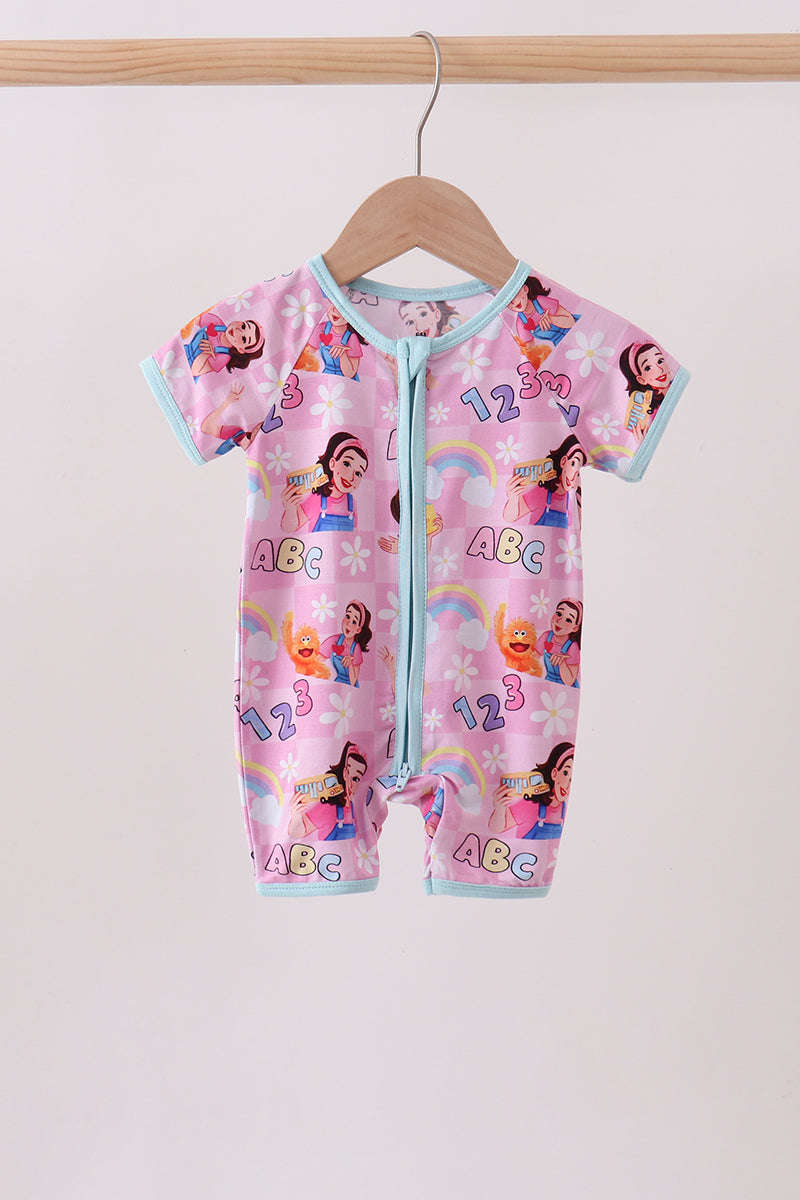 Pink Character Bamboo Romper - ARIA KIDS