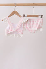 Pink Plaid Bow UPF Swim Set