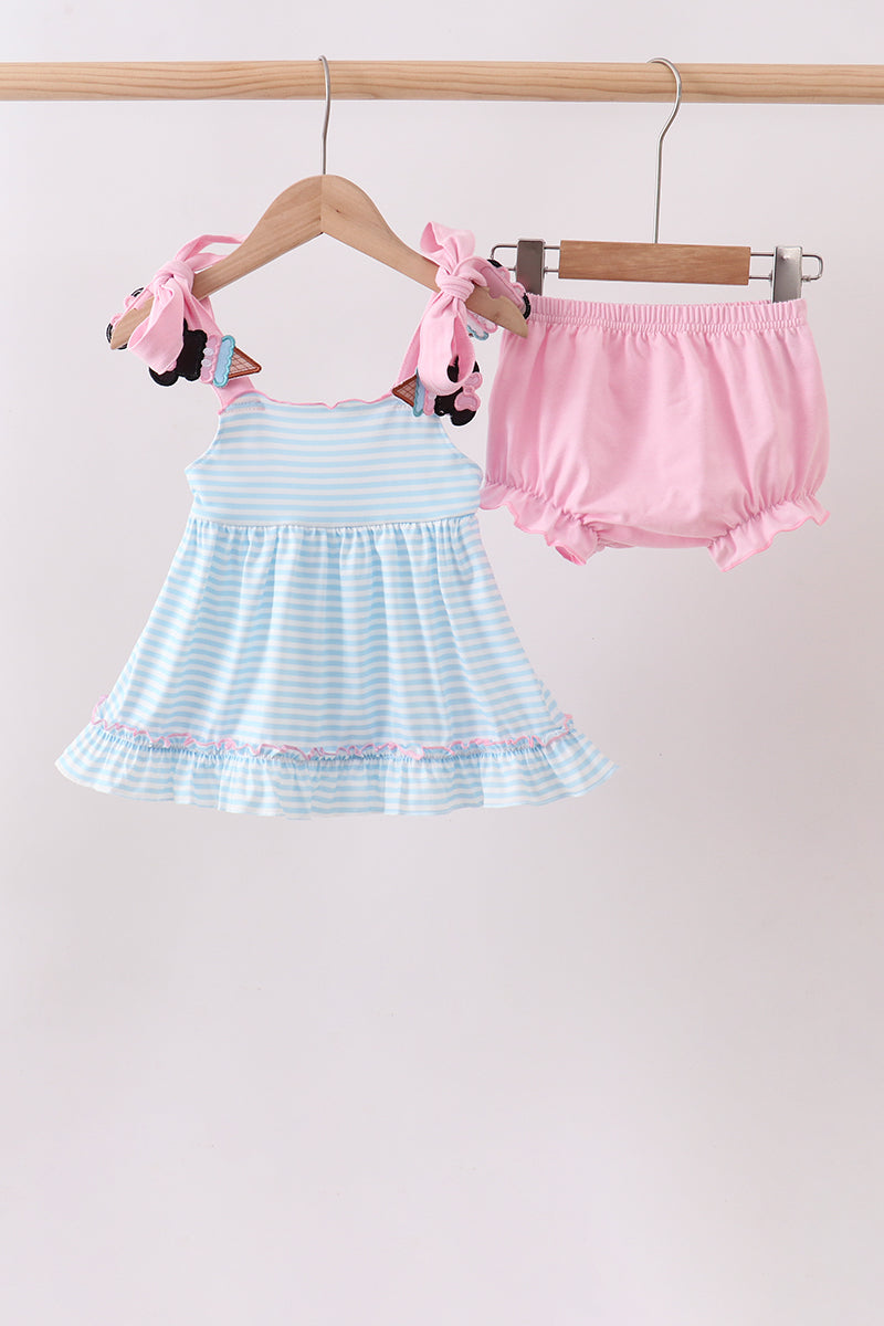 Blue Ice Cream Applique Bloomer Set - ARIA KIDS