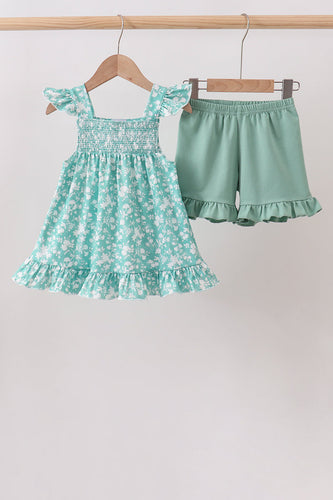 Sage Floral Smocked Set - ARIA KIDS