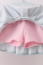 Pink Bear Floral Applique Skorts Set
