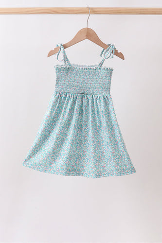 Green Floral Smocked Dress - ARIA KIDS