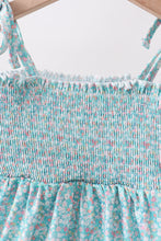 Green Floral Smocked Dress