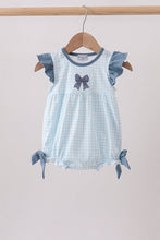 Blue Plaid Embroidered Bow Bubble