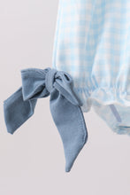 Blue Plaid Embroidered Bow Bubble