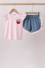 Pink Apple Plaid Embroidered Set