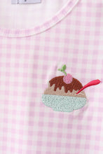 Purple Ice Cream Plaid Embroidered Set