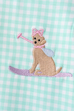Mint Puppy Plaid Embroidered Set