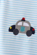 Blue Police Car Stripe Embroidered Set